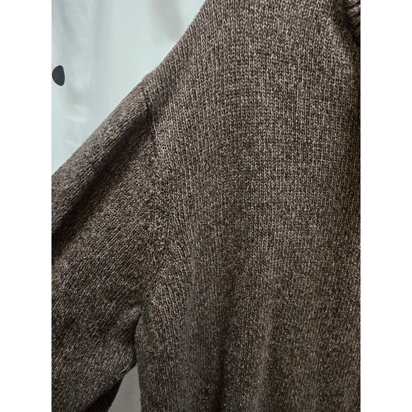 Chaps brown knit quarter button 100% cotton sweater XXL with elbow patches - Picture 5 of 11